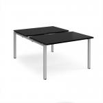 Adapt sliding top back to back desks 1200mm x 1600mm - silver frame, black top STE1216-S-BK