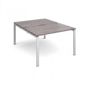 Adapt sliding top back to back desks 1200mm x 1600mm - silver frame, grey oak top STE1216-S-GO