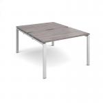 Adapt sliding top back to back desks 1200mm x 1600mm - silver frame, grey oak top STE1216-S-GO