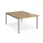 Adapt sliding top back to back desks 1200mm x 1600mm - silver frame, oak top STE1216-S-O