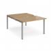 Adapt sliding top back to back desks 1200mm x 1600mm - silver frame, oak top STE1216-S-O