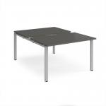 Adapt sliding top back to back desks 1200mm x 1600mm - silver frame, storm grey top STE1216-S-OG