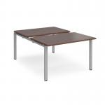 Adapt sliding top back to back desks 1200mm x 1600mm - silver frame, walnut top STE1216-S-W