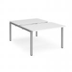 Adapt sliding top back to back desks 1200mm x 1600mm - silver frame, white top STE1216-S-WH