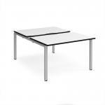 Adapt sliding top back to back desks 1200mm x 1600mm - silver frame, white top, black edge STE1216-S-WK