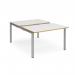 Adapt sliding top back to back desks 1200mm x 1600mm - silver frame, white top with oak edging STE1216-S-WO