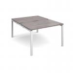 Adapt sliding top back to back desks 1200mm x 1600mm - white frame, grey oak top STE1216-WH-GO
