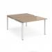 Adapt sliding top back to back desks 1200mm x 1600mm - white frame, kendal oak top STE1216-WH-KO