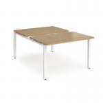Adapt sliding top back to back desks 1200mm x 1600mm - white frame, oak top STE1216-WH-O