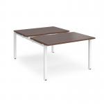 Adapt sliding top back to back desks 1200mm x 1600mm - white frame, walnut top STE1216-WH-W