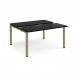 Adapt sliding top back to back desks 1400mm x 1200mm - green frame, black top STE1412-GN-BK