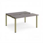 Adapt sliding top back to back desks 1400mm x 1200mm - green frame, grey oak top STE1412-GN-GO