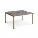 Adapt sliding top back to back desks 1400mm x 1200mm - green frame, grey oak top STE1412-GN-GO