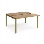 Adapt sliding top back to back desks 1400mm x 1200mm - green frame, oak top STE1412-GN-O