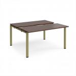 Adapt sliding top back to back desks 1400mm x 1200mm - green frame, walnut top STE1412-GN-W