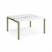 Adapt sliding top back to back desks 1400mm x 1200mm - green frame, white top STE1412-GN-WH