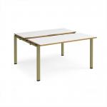 Adapt sliding top back to back desks 1400mm x 1200mm - green frame, white top, oak edge STE1412-GN-WO