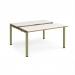 Adapt sliding top back to back desks 1400mm x 1200mm - green frame, white top, oak edge STE1412-GN-WO