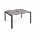 Adapt sliding top back to back desks 1400mm x 1200mm - black frame, grey oak top STE1412-K-GO