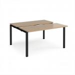 Adapt sliding top back to back desks 1400mm x 1200mm - black frame, kendal oak top STE1412-K-KO
