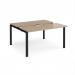Adapt sliding top back to back desks 1400mm x 1200mm - black frame, kendal oak top STE1412-K-KO