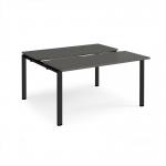 Adapt sliding top back to back desks 1400mm x 1200mm - black frame, storm grey top STE1412-K-OG