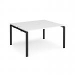 Adapt sliding top back to back desks 1400mm x 1200mm - black frame, white top STE1412-K-WH