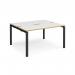 Adapt sliding top back to back desks 1400mm x 1200mm - black frame, white top with oak edging STE1412-K-WO