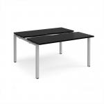 Adapt sliding top back to back desks 1400mm x 1200mm - silver frame, black top STE1412-S-BK