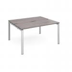 Adapt sliding top back to back desks 1400mm x 1200mm - silver frame, grey oak top STE1412-S-GO
