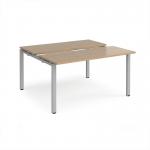 Adapt sliding top back to back desks 1400mm x 1200mm - silver frame, kendal oak top STE1412-S-KO