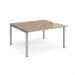 Adapt sliding top back to back desks 1400mm x 1200mm - silver frame, kendal oak top STE1412-S-KO