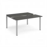 Adapt sliding top back to back desks 1400mm x 1200mm - silver frame, storm grey top STE1412-S-OG