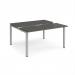 Adapt sliding top back to back desks 1400mm x 1200mm - silver frame, storm grey top STE1412-S-OG