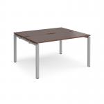 Adapt sliding top back to back desks 1400mm x 1200mm - silver frame, walnut top STE1412-S-W