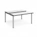Adapt sliding top back to back desks 1400mm x 1200mm - silver frame, white top, black edge STE1412-S-WK
