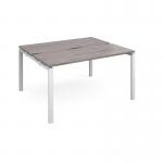 Adapt sliding top back to back desks 1400mm x 1200mm - white frame, grey oak top STE1412-WH-GO