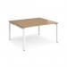 Adapt sliding top back to back desks 1400mm x 1200mm - white frame, oak top STE1412-WH-O