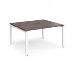 Adapt sliding top back to back desks 1400mm x 1200mm - white frame, walnut top STE1412-WH-W