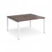 Adapt sliding top back to back desks 1400mm x 1200mm - white frame, walnut top STE1412-WH-W