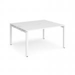 Adapt sliding top back to back desks 1400mm x 1200mm - white frame, white top STE1412-WH-WH