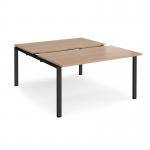 Adapt sliding top back to back desks 1400mm x 1600mm - black frame, beech top STE1416-K-B