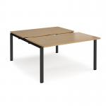 Adapt sliding top back to back desks 1400mm x 1600mm - black frame, oak top STE1416-K-O