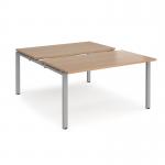 Adapt sliding top back to back desks 1400mm x 1600mm - silver frame, beech top STE1416-S-B