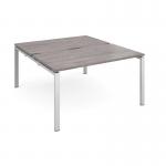 Adapt sliding top back to back desks 1400mm x 1600mm - silver frame, grey oak top STE1416-S-GO
