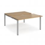 Adapt sliding top back to back desks 1400mm x 1600mm - silver frame, oak top STE1416-S-O