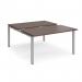 Adapt sliding top back to back desks 1400mm x 1600mm - silver frame, walnut top STE1416-S-W