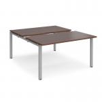 Adapt sliding top back to back desks 1400mm x 1600mm - silver frame, walnut top STE1416-S-W