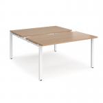 Adapt sliding top back to back desks 1400mm x 1600mm - white frame, beech top STE1416-WH-B