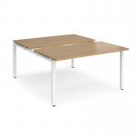 Adapt sliding top back to back desks 1400mm x 1600mm - white frame, oak top STE1416-WH-O